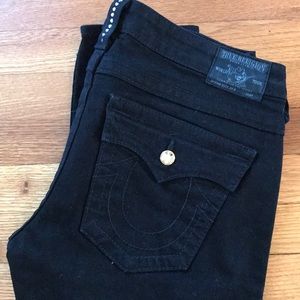 True Religion low rise straight leg crystal denim